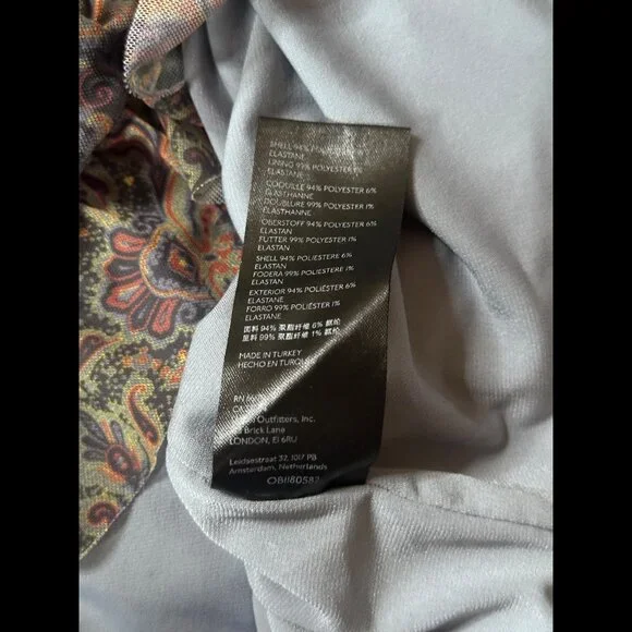 Free People Skirt Medium Multicolor Rouched Psychedelic Abstract Mini Stretch - Picture 7 of 7